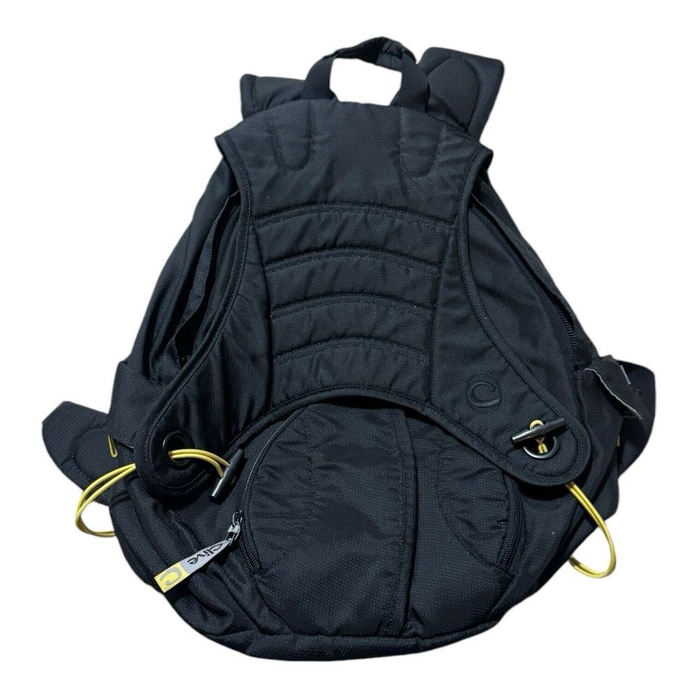Vtg 90s Clive Skateboard Snowboard  Backpack Rare Black Carry Strap Yellow Bunge